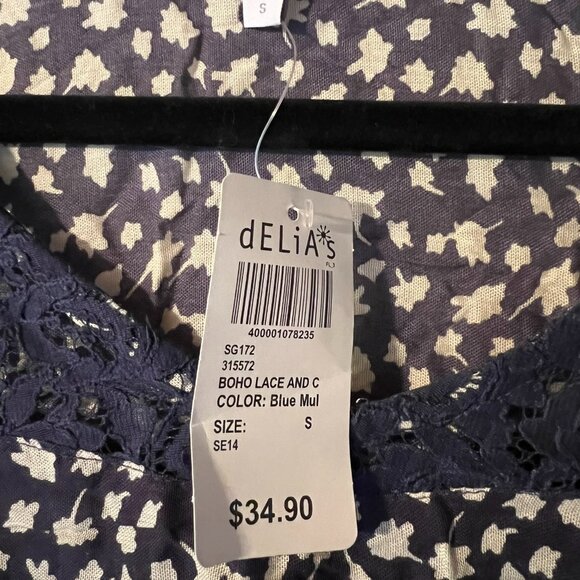 Vintage NWT dELiA*s Y2K Cottagecore Boho Lace Peasant Top- SMALL - Picture 3 of 6